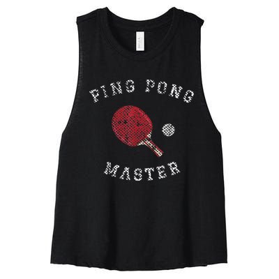 Table Tennis Ping Pong Master Funny Quote Graphic Print Women's Racerback Cropped Tank