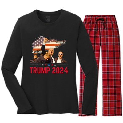 Trump Trending Political Pennsylvania Trump 2024 Women's Long Sleeve Flannel Pajama Set 