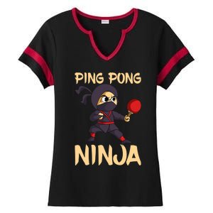 Table Tennis Ping Pong Ninja Lover Ladies Halftime Notch Neck Tee