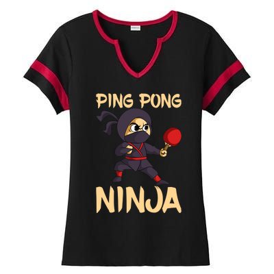 Table Tennis Ping Pong Ninja Lover Ladies Halftime Notch Neck Tee