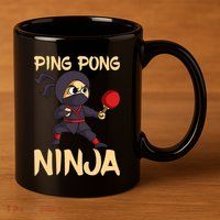 Table Tennis Ping Pong Ninja Lover 11oz C Handle Ceramic Mug