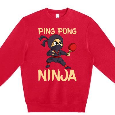 Table Tennis Ping Pong Ninja Lover Premium Crewneck Sweatshirt