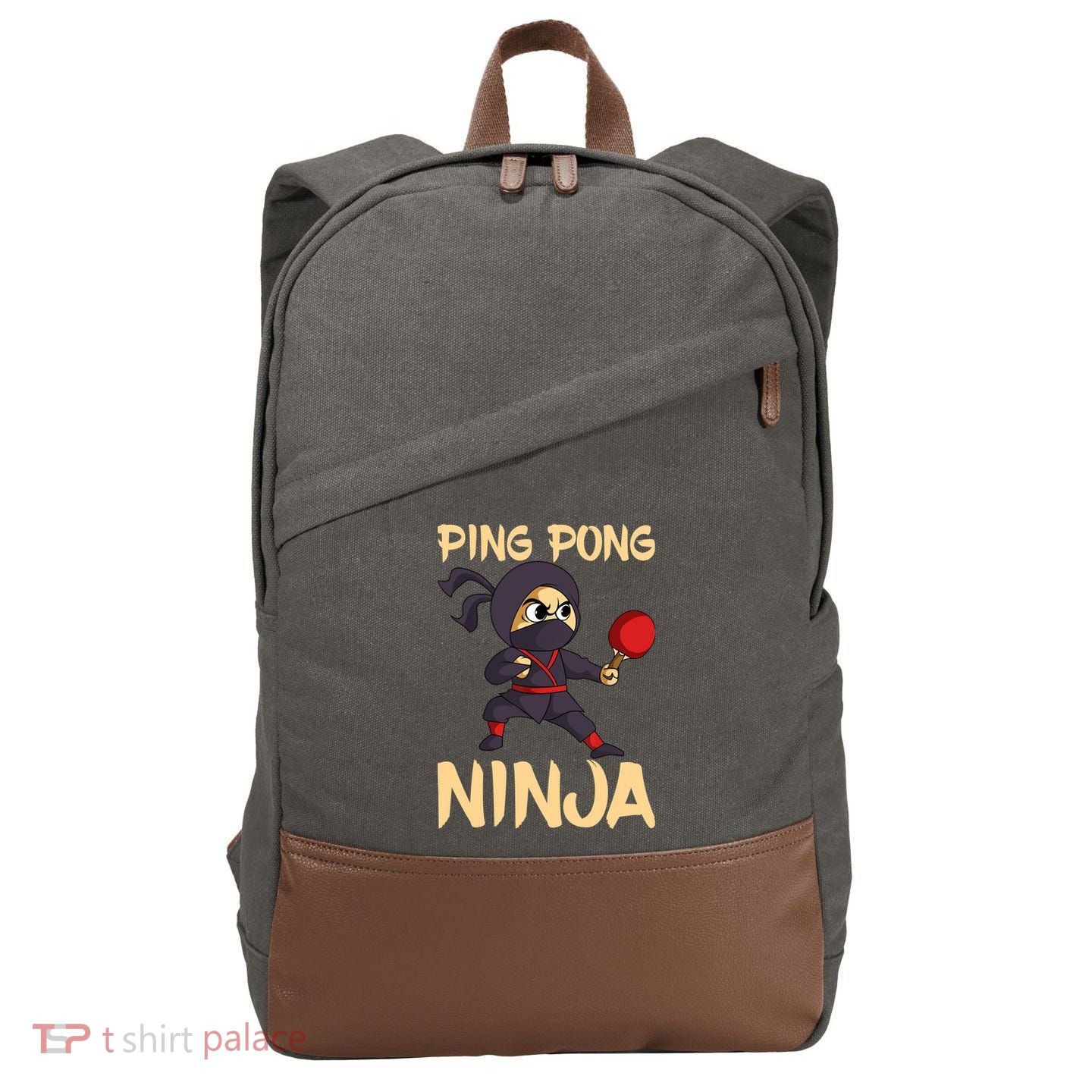 Table Tennis Ping Pong Ninja Lover Cotton Canvas Backpack