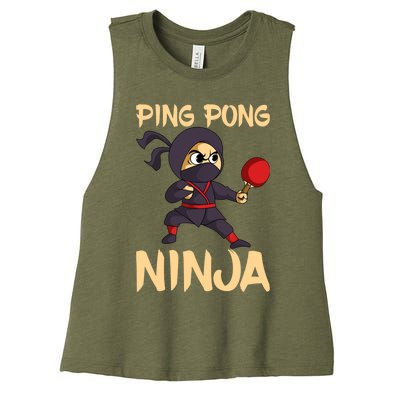 Table Tennis Ping Pong Ninja Lover Women's Racerback Cropped Tank