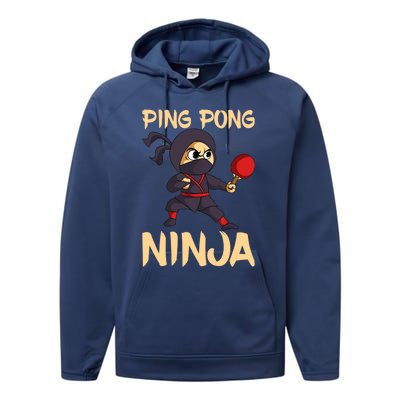 Table Tennis Ping Pong Ninja Lover Performance Fleece Hoodie