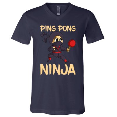 Table Tennis Ping Pong Ninja Lover V-Neck T-Shirt