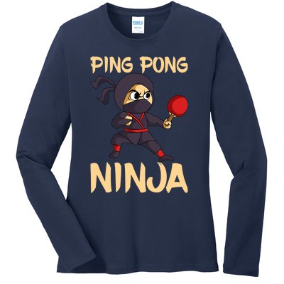 Table Tennis Ping Pong Ninja Lover Ladies Long Sleeve Shirt