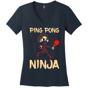 Table Tennis Ping Pong Ninja Lover Women's V-Neck T-Shirt