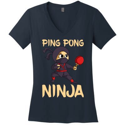 Table Tennis Ping Pong Ninja Lover Women's V-Neck T-Shirt