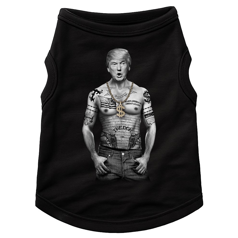 Trump Tattoo Patriotic Gangster Anti Liberal Pro Trump Republican Gifts Doggie Tank