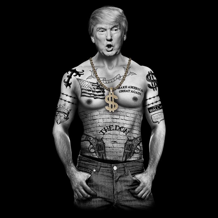 Trump Tattoo Patriotic Gangster Anti Liberal Pro Trump Republican Gifts Doggie Tank