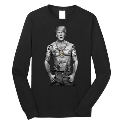 Trump Tattoo Patriotic Gangster Anti Liberal Pro Trump Republican Gifts Long Sleeve Shirt