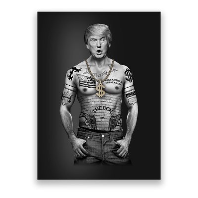 Trump Tattoo Patriotic Gangster Anti Liberal Pro Trump Republican Gifts Poster
