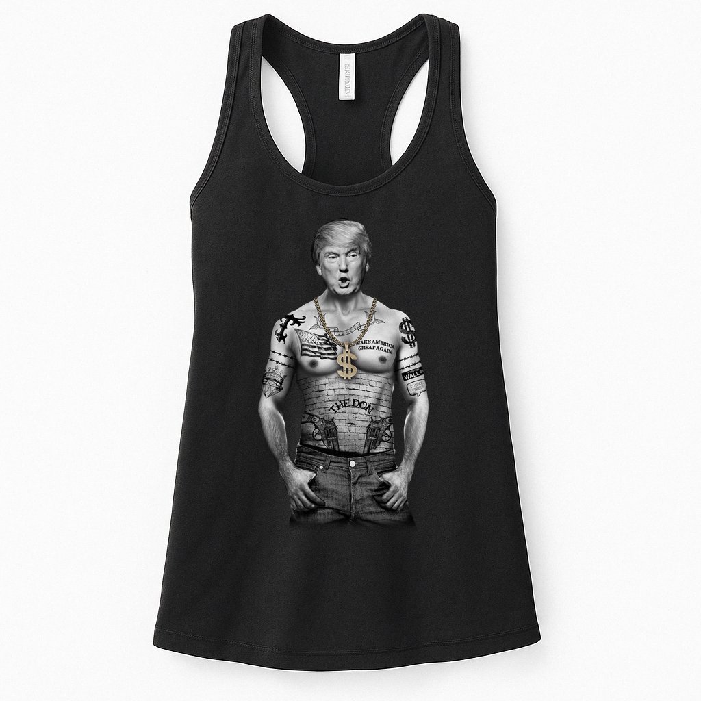 Trump Tattoo Patriotic Gangster Anti Liberal Pro Trump Republican Gifts Womens Tank Top