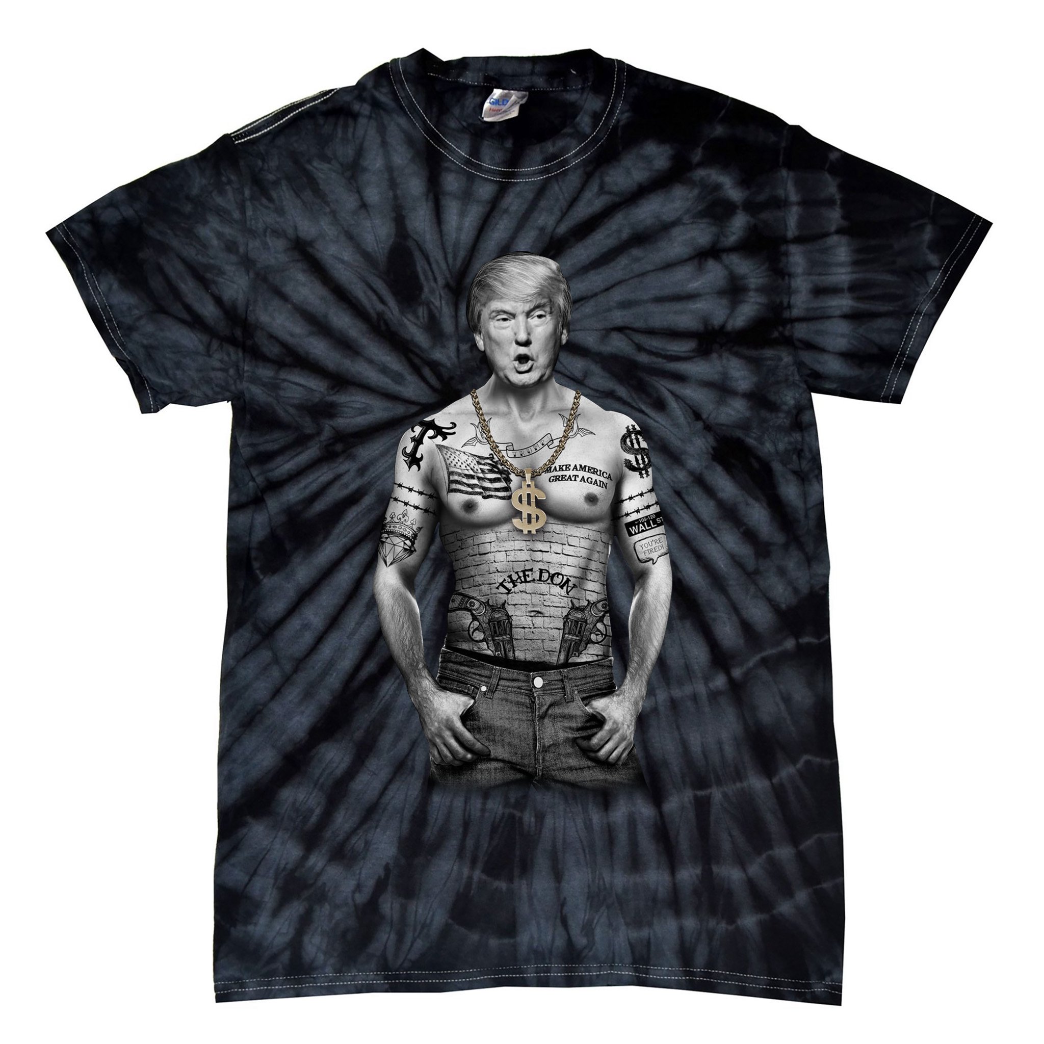 Trump Tattoo Patriotic Gangster Anti Liberal Pro Trump Republican Gifts Tie-Dye T-Shirt