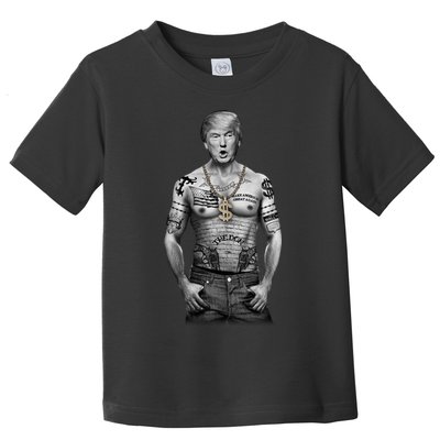 Trump Tattoo Patriotic Gangster Anti Liberal Pro Trump Republican Gifts Toddler T-Shirt