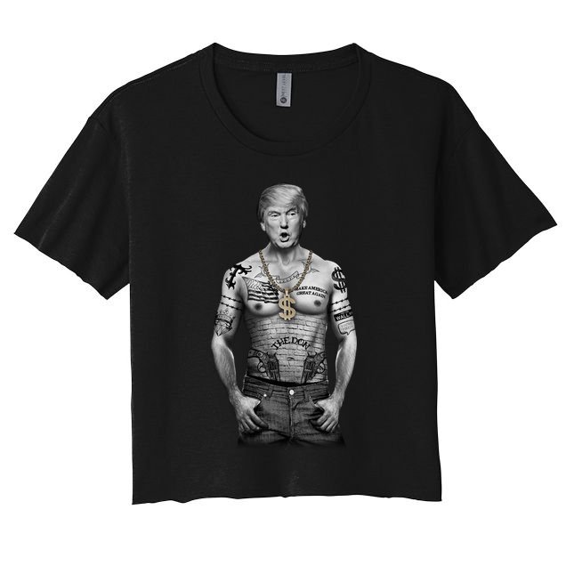 Trump Tattoo Patriotic Gangster Anti Liberal Pro Trump Republican Gifts Crop Top