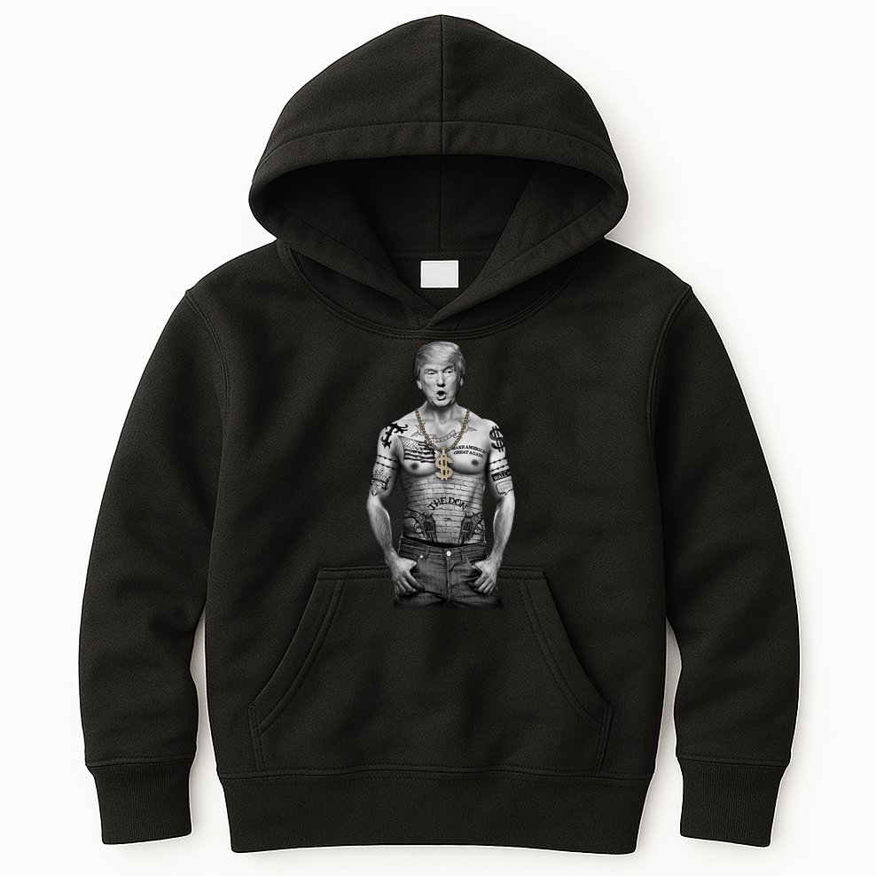 Trump Tattoo Patriotic Gangster Anti Liberal Pro Trump Republican Gifts Kids Hoodie