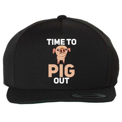 Time To Pig Out Pig Owner Pig Farmer Gift Wool Snapback Cap