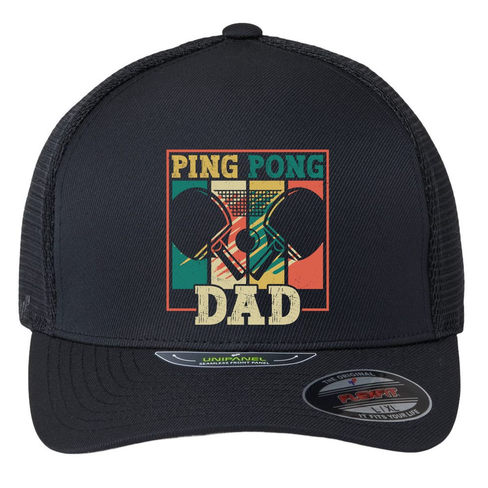 Table Tennis Player Father Ping Pong Dad Funny Table Tennis Great Gift Flexfit Unipanel Trucker Cap