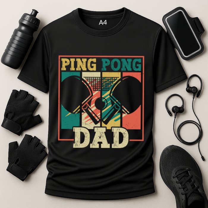 Table Tennis Player Father Ping Pong Dad Funny Table Tennis Great Gift Cooling Performance Crew T-Shirt