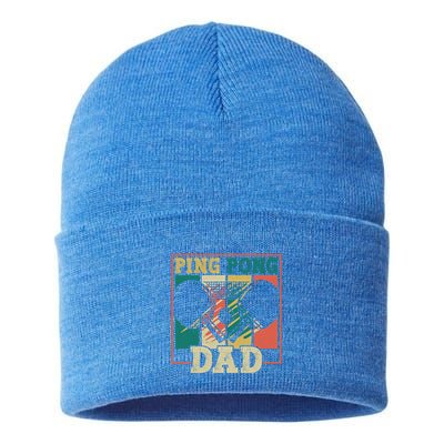 Table Tennis Player Father Ping Pong Dad Funny Table Tennis Great Gift Sustainable Knit Beanie