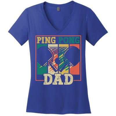 Table Tennis Player Father Ping Pong Dad Funny Table Tennis Great Gift Women's V-Neck T-Shirt