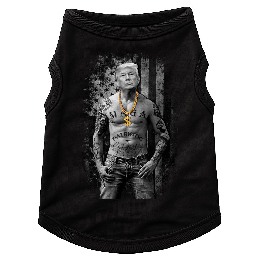 Trump Tattoo Patriotic Gangster Anti Liberal Pro Trump Republican Gifts Doggie Tank