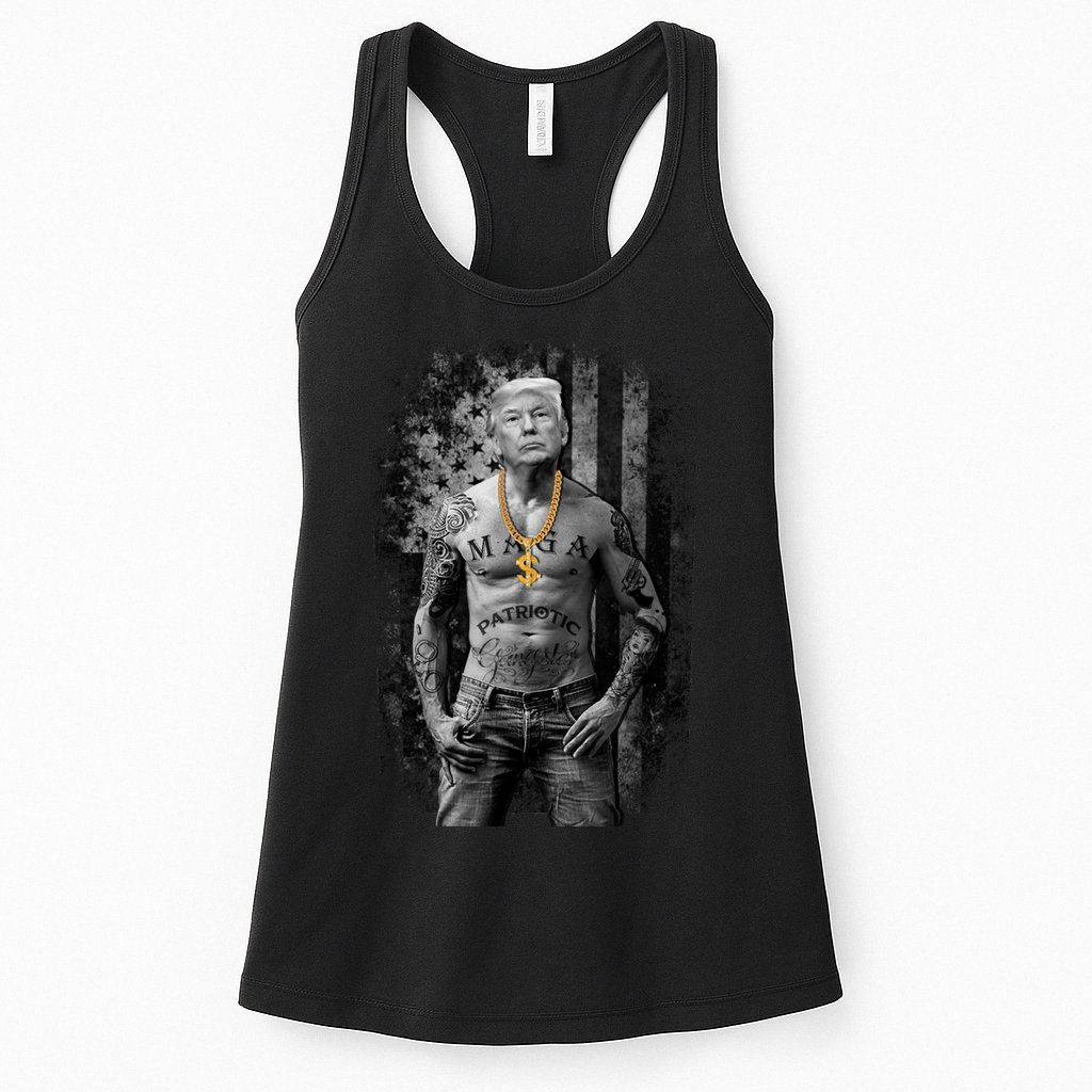 Trump Tattoo Patriotic Gangster Anti Liberal Pro Trump Republican Gifts Womens Tank Top