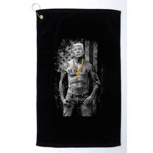 Trump Tattoo Patriotic Gangster Anti Liberal Pro Trump Republican Gifts Platinum Collection Golf Towel