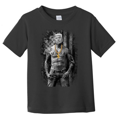 Trump Tattoo Patriotic Gangster Anti Liberal Pro Trump Republican Gifts Toddler T-Shirt