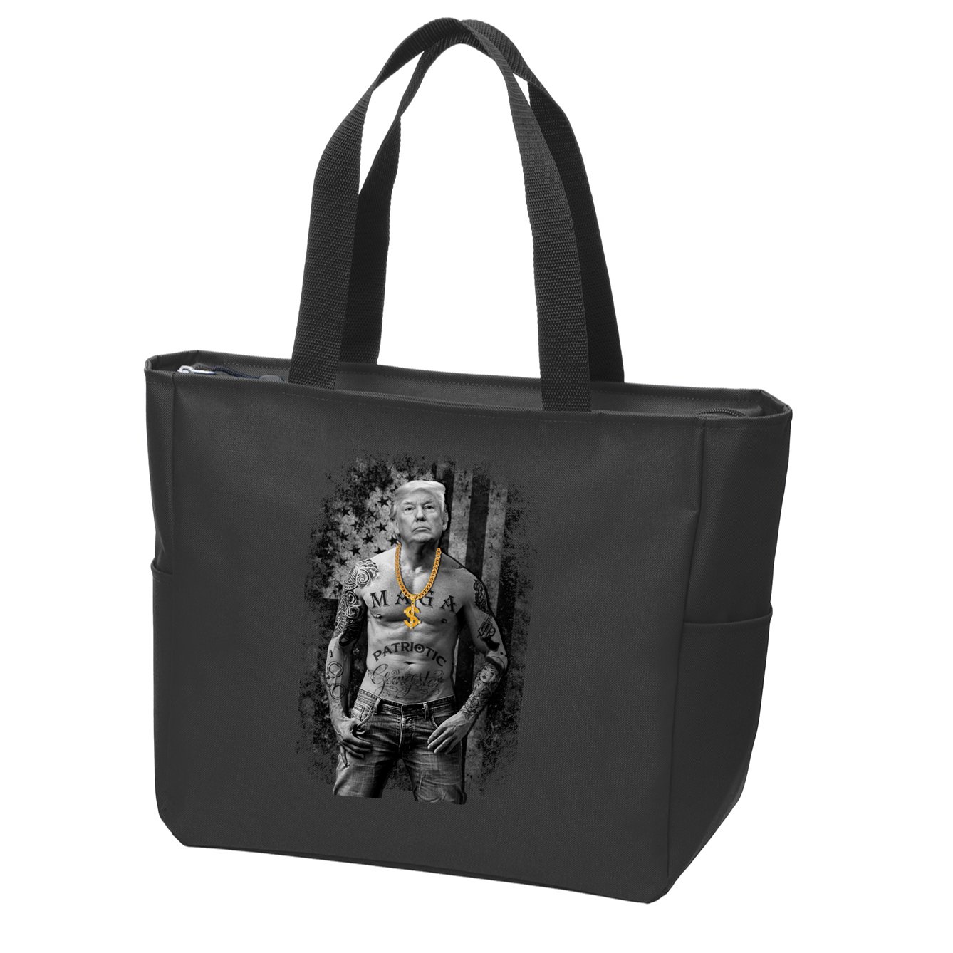 Trump Tattoo Patriotic Gangster Anti Liberal Pro Trump Republican Gifts Zip Tote Bag