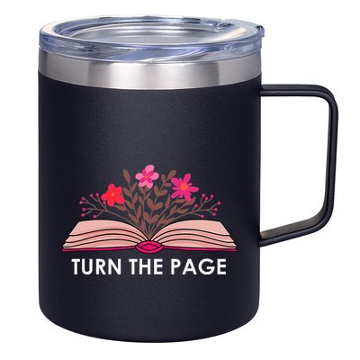 Turn The Page ShirtTeacher Floral Book TTurn The Page 12oz Stainless Steel Coffee Mug