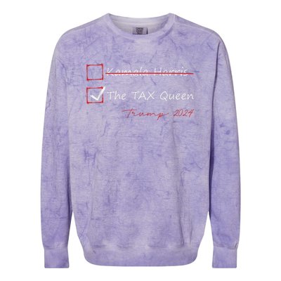 The Tax Queen Kamala Harris Vote Trump 2024 Colorblast Crewneck Sweatshirt