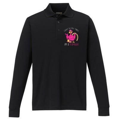 Thanksgiving Turkey Quote Flamingo In Disguise Performance Long Sleeve Polo