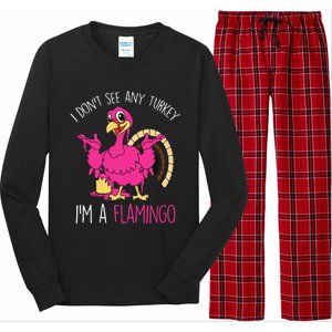 Thanksgiving Turkey Quote Flamingo In Disguise Long Sleeve Pajama Set