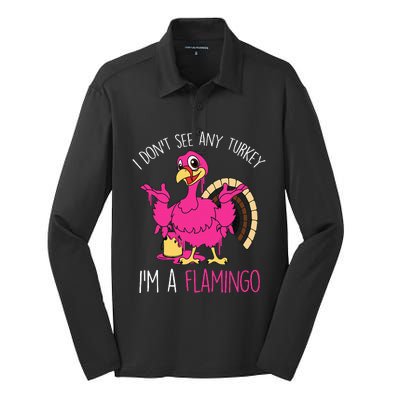 Thanksgiving Turkey Quote Flamingo In Disguise Silk Touch Performance Long Sleeve Polo