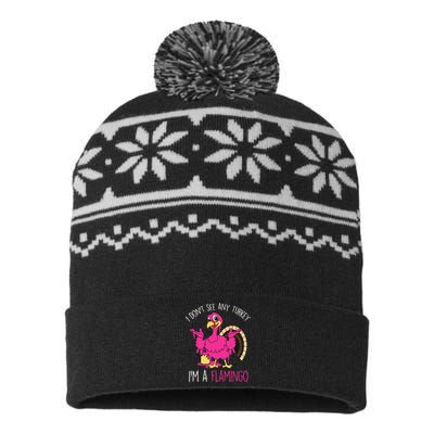 Thanksgiving Turkey Quote Flamingo In Disguise USA-Made Snowflake Beanie