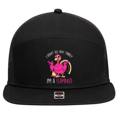 Thanksgiving Turkey Quote Flamingo In Disguise 7 Panel Mesh Trucker Snapback Hat