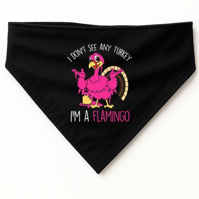 Thanksgiving Turkey Quote Flamingo In Disguise USA-Made Doggie Bandana