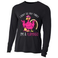 Thanksgiving Turkey Quote Flamingo In Disguise Cooling Performance Long Sleeve Crew