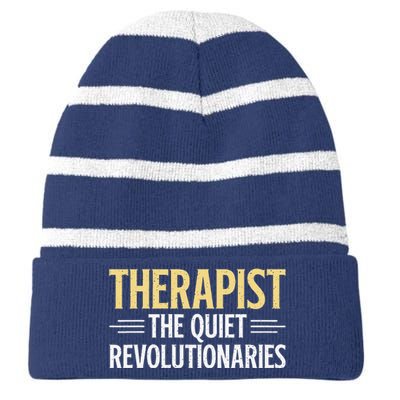 Therapist The Quiet Revolutionaries Therapist Striped Beanie with Solid Band