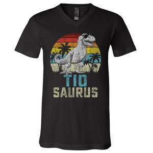 Tiosaurus T Rex Dinosaur Tio Saurus FatherS Family Tiosaurus T Rex Dinos V-Neck T-Shirt