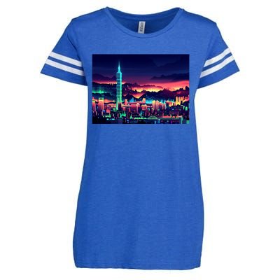 Taipei Taiwan Retro Vintage Travel Vacation Gift Enza Ladies Jersey Football T-Shirt