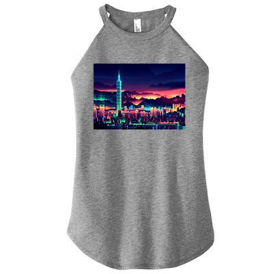 Taipei Taiwan Retro Vintage Travel Vacation Gift Women’s Perfect Tri Rocker Tank