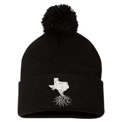 Texas Texan Roots Distressed Patriotic Tx Gift Patriot Pom Pom 12in Knit Beanie