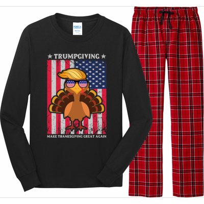 Turkey Trumpkiving Retro Flag Make Thanksgiving Great Again Gift Long Sleeve Pajama Set