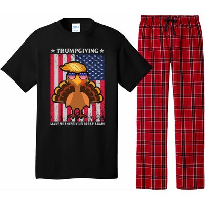 Turkey Trumpkiving Retro Flag Make Thanksgiving Great Again Gift Pajama Set