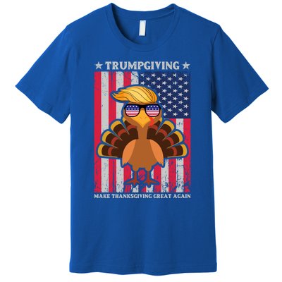 Turkey Trumpkiving Retro Flag Make Thanksgiving Great Again Gift Premium T-Shirt