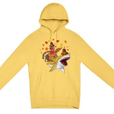 Thanksgiving Turkey Riding Shark Funny Toddler Boys Premium Premium Pullover Hoodie